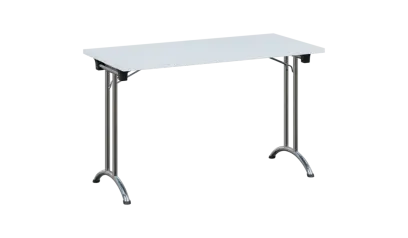 SLC 125 chrom skládací jednací stůl 1250x600, deska 25 mm, podnož chrom, deska bílá